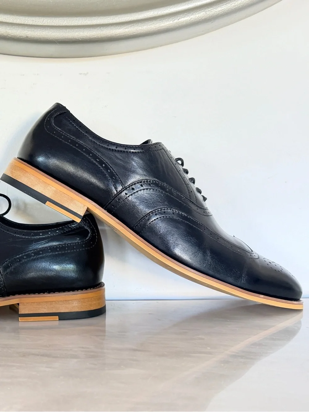 Stacy Adams Wingtip Oxford Dress Shoes Black Leather Brogue Men’s 11M 25084